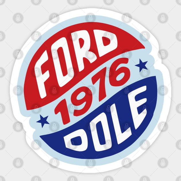 Gerald Ford and Bob Dole 1976 Presidential Campaign Button Sticker by Yesteeyear